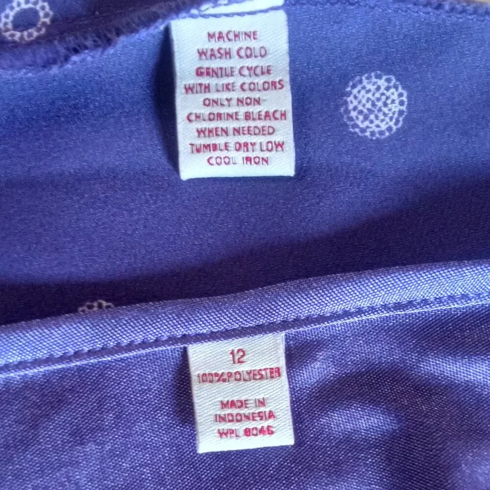 Pretty Royal Purple w/ White Pokdots Blouse & Solid Tank Size 12 - Picture 7 of 7